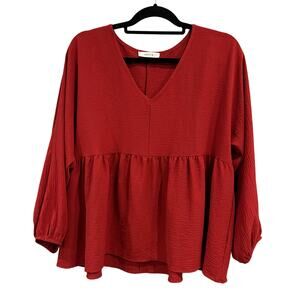 Entro Red V-Neck Blouse